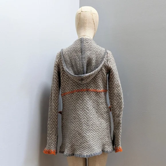 Sparrow Grey and Orange Wool Blend Zip Up Hoodie - Small - Picture 4 of 10